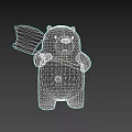 White Cartoon Bear Holding Axe With Sad Expression Against Gray Background 3d model