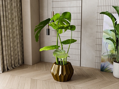 green plant potted plant 3d model