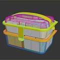 Practical Double Layer Lunch Box With Yellow White Design Handle And Clips 3d model