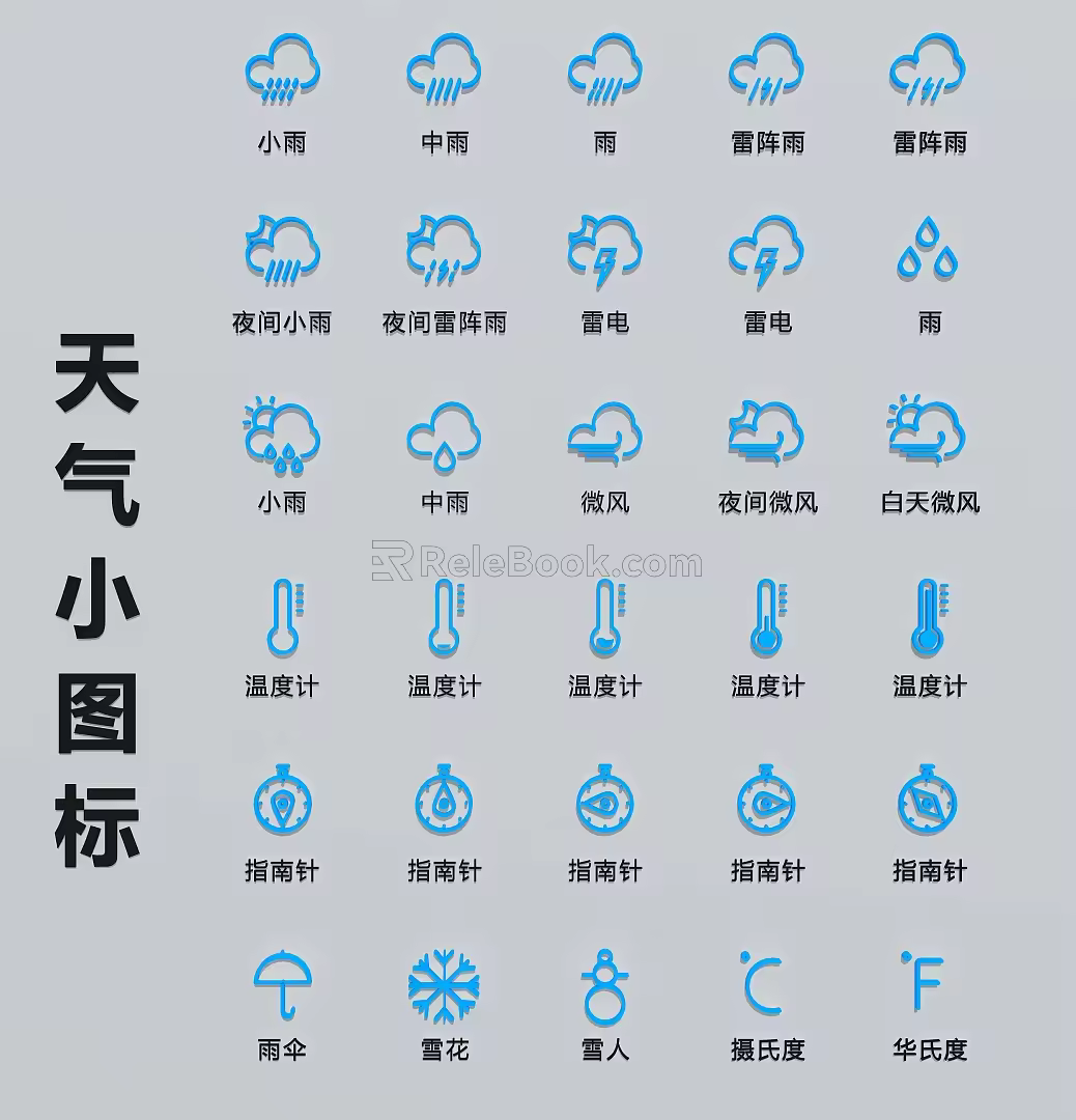 weather icon weather symbol weather element 3d model