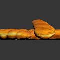 Golden Twisted Baked Bread Rolls With Crispy Surface And Fluffy Texture 3d model