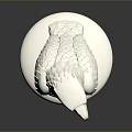 White Eagle Sculpture with Detailed Feathers and Circular Base 3d model