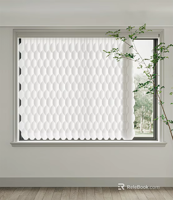 White Honeycomb Design Window Blinds Filtering Natural Light Through Window Indoors 3d model
