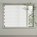White Honeycomb Design Window Blinds Filtering Natural Light Through Window Indoors 3d model