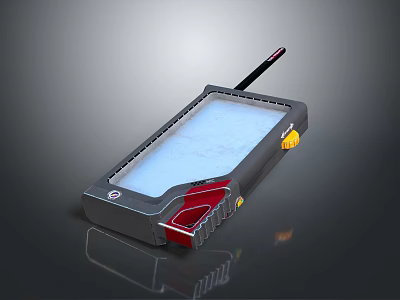 Handheld Detection Device With Antenna Transparent Panel And Gray Red Casing 3d model