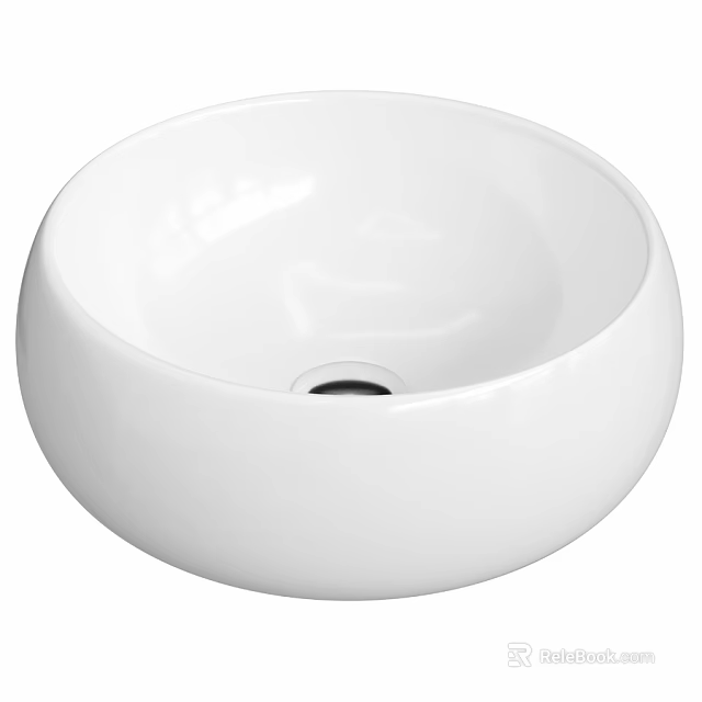 White Round Ceramic Countertop Wash Basin With Smooth Surface Design 3d model 