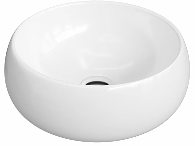 White Round Ceramic Countertop Wash Basin With Smooth Surface Design 3d model