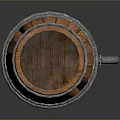 Vintage Wooden Barrel With Wooden Staves Metal Hoops And Spigot