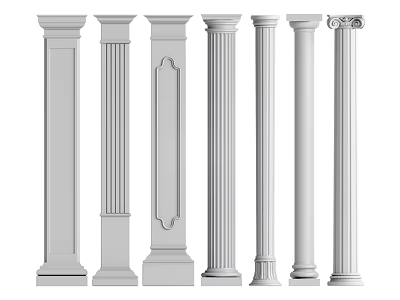 Various Styles Of Classic Roman Columns With Ornate Capitals And Fluted Shafts 3d model