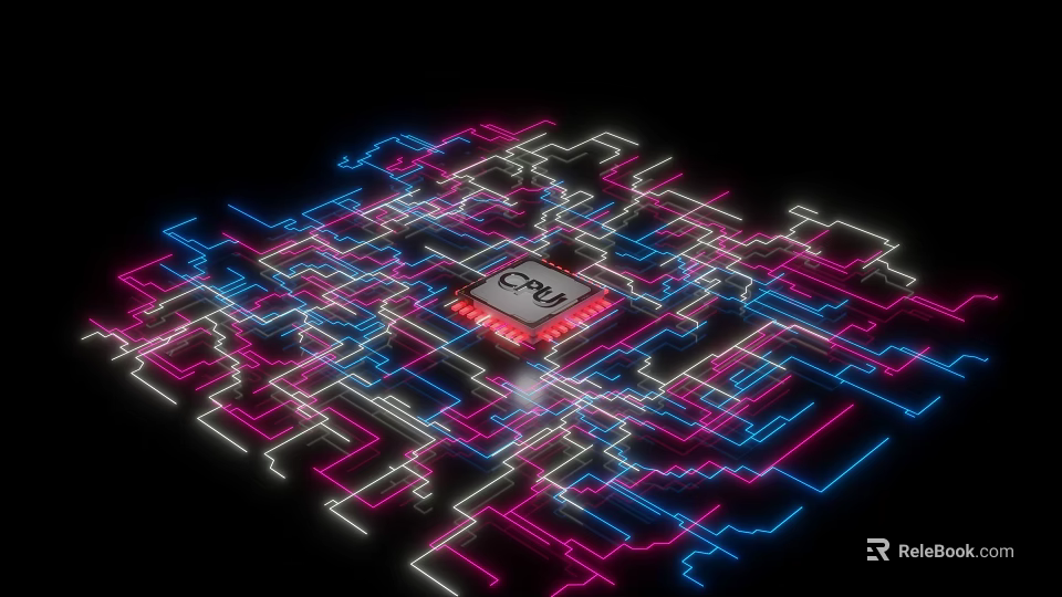 Advanced Computer CPU Chip With Colorful Circuit Board Design And Structure 3d model 