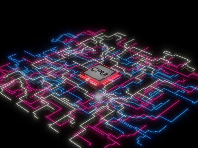Advanced Computer CPU Chip With Colorful Circuit Board Design And Structure 3d model