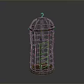Classic Metal Birdcage With Cylindrical Frame Intricate Metal Bars And Hanging Hook