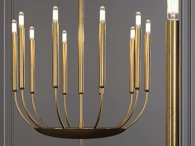Golden Modern Chandelier With Slender Arms And Metal Design For Interior Decor 3d model