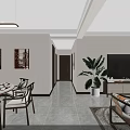 Elegant New Chinese Style Open Living And Dining Room Interior Design With Warm Wooden Furniture