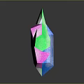 Colorful Geometric Crystals in Pink Blue Green with Shiny Surface and Dark Background