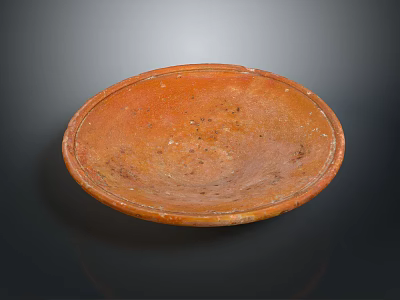 Round Orange Handcrafted Ceramic Dish With Textured Surface For Home Decor 3d model