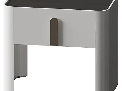 Modern White Chest of Drawers with Dark Top and Brown Handle 3d model