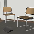Modern Dining Chairs With Woven Backrest And Metal Frame For Home Interior Decor