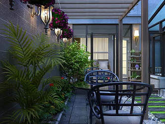 Modern sun room leisure courtyard garden 3d model