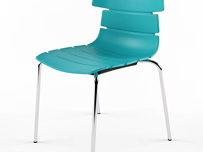 Modern Turquoise Leisure Chair With Layered Backrest Plastic Seat And Metal Legs 3d model