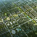 Aerial View Planning of Modern Residential Community With Green Spaces and Road Networks