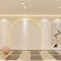 Modern Yoga Studio Interior With Mats Exercise Ball And Yoga Pose 3d model