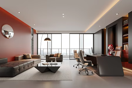 modern general manager office chairman office boss office 3d model