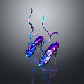 Colorful High Heels With Streamlined Decorations Shiny Surface And Dark Background Reflection 3d model
