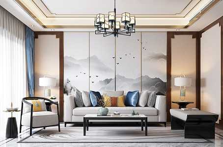 New Chinese Living Room 3d model