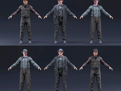 Modern West Crowd Denim Characters Wild West Crowd Denim Characters West Denim American Denim Characters 3d model