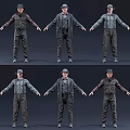 Multiple Men In Vintage Style Outfits With Different Upper Garments 3d model