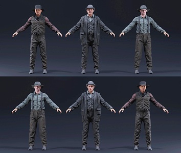 Modern West Crowd Denim Characters Wild West Crowd Denim Characters West Denim American Denim Characters 3d model