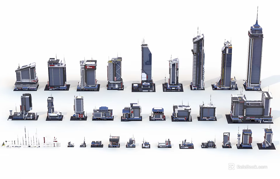 Future Architecture Showcasing Modern Skyscrapers And Futuristic Building Models 3d model 