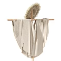 Natural Style Decorative Ornament Set With Wooden Rack Straw Hat And Linen Cloth