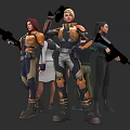 Group Of Game Movie Characters In Armored Suits Holding Weapons Together