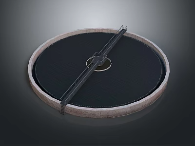 Circular Industrial Tank With Black Surface And Central Metal Mechanism 3d model