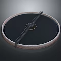Circular Industrial Tank With Black Surface And Central Metal Mechanism 3d model
