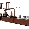 Stylish Modern Kitchen Appliances With Wooden Cabinets And Countertop Setup