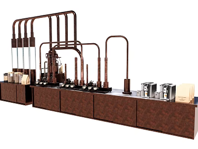 Stylish Modern Kitchen Appliances With Wooden Cabinets And Countertop Setup 3d model
