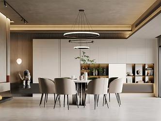 modern dining room living room 3d model