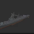 Gray Warship With Red Bottom Featuring Superstructure Radar Systems And Antennas 3d model