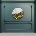 Teal Wall Featuring Round White And Gold Textured Wall Decor With Ornate Frames 3d model