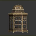 Vintage Brass Lantern With Hexagonal Structure Glass Panels And Hanging Loop