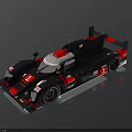 Black and red Le Mans prototype racing car with sleek aerodynamic design and number 1