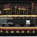 Japanese BBQ Restaurant Interior With Bar Counter Stools Wooden Decor Pendant Light
