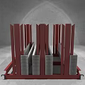 Red Metal Frames Structure Holding Stacked Industrial Metal Sheets 3d model