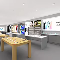 Modern Electronics Store Interior With Display Tables Shelves And Smartphones Laptops