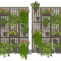 Decorative Lattice Room Divider With Hanging Green Plants And Flower Pots Design