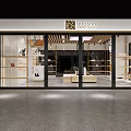 Modern Specialty Store Interior With Wooden Display Shelves Marble Counter And Seating Area
