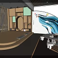 Bright Kindergarten Indoor Area With Round Tables Arched Doorways And Decorative Paintings